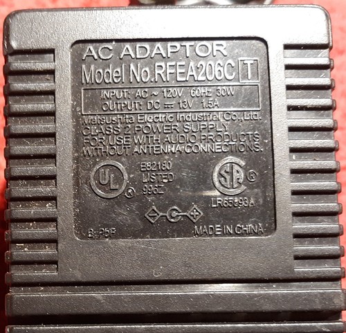 E53) Matsushita #RFEA206C, AC-DC Power Adapter. Output: DC 13V, 1.5A. - Picture 2 of 2