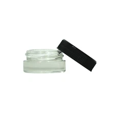 100pcs 7ml Clear Glass Containers .25oz Black Lid Concentrate Cosmetics Lip Balm