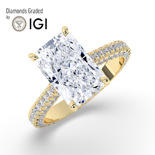 Radiant Hidden Halo Solitaire 14K Yellow Gold Engagement Ring,5 ct,Lab-grown IGI
