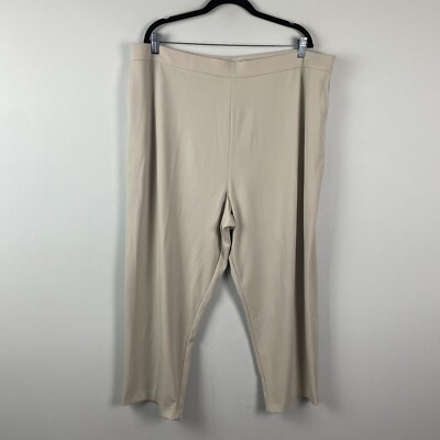 Susan Graver Tall LK Fusion Pull-On Crop Pant Size 2X Tall 2XT Beige Stretch