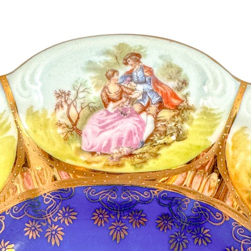 Large Josef Kuba vintage fluted bowl, Fragonard courting couples, Karslbad - Picture 15 of 17