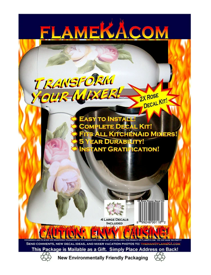 Kit de cubierta de calcomanías mezcladoras 2x pegatinas dobles victorianas vintage rosa flor roja, rosa Foto 3 de 3