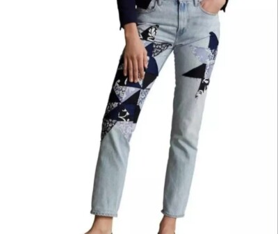 Polo Ralph Lauren Avery Boyfriend Jeans Kipton Wash Star Patchwork 30