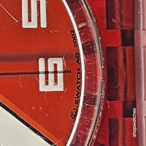 Swatch Gent Fire Proof Watch 2002 Y2K Red Black sliver Date GR402 - Picture 12 of 15