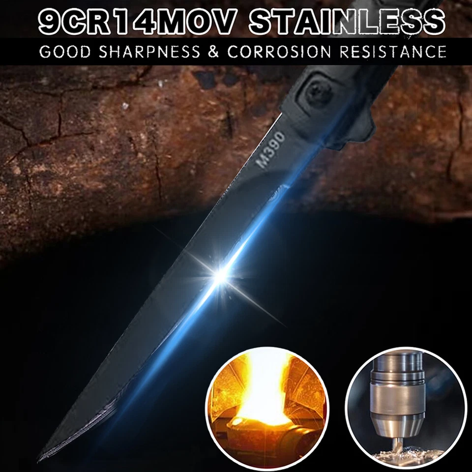 Mens Pocket Folding Knife Sheath Stainless Steel Blade Outdoor Hunting Tactical - Image 2 of 4