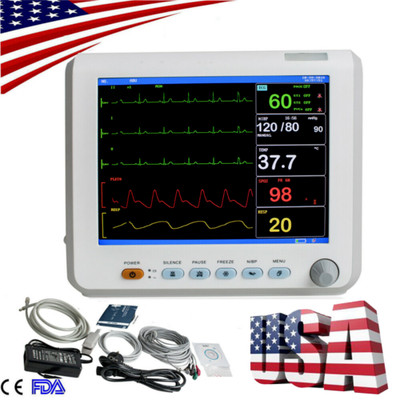 8'' Patient Monitor-ECG-SpO2-NIBP-RESP-TEMP-PR-Compact & Lightweight Design