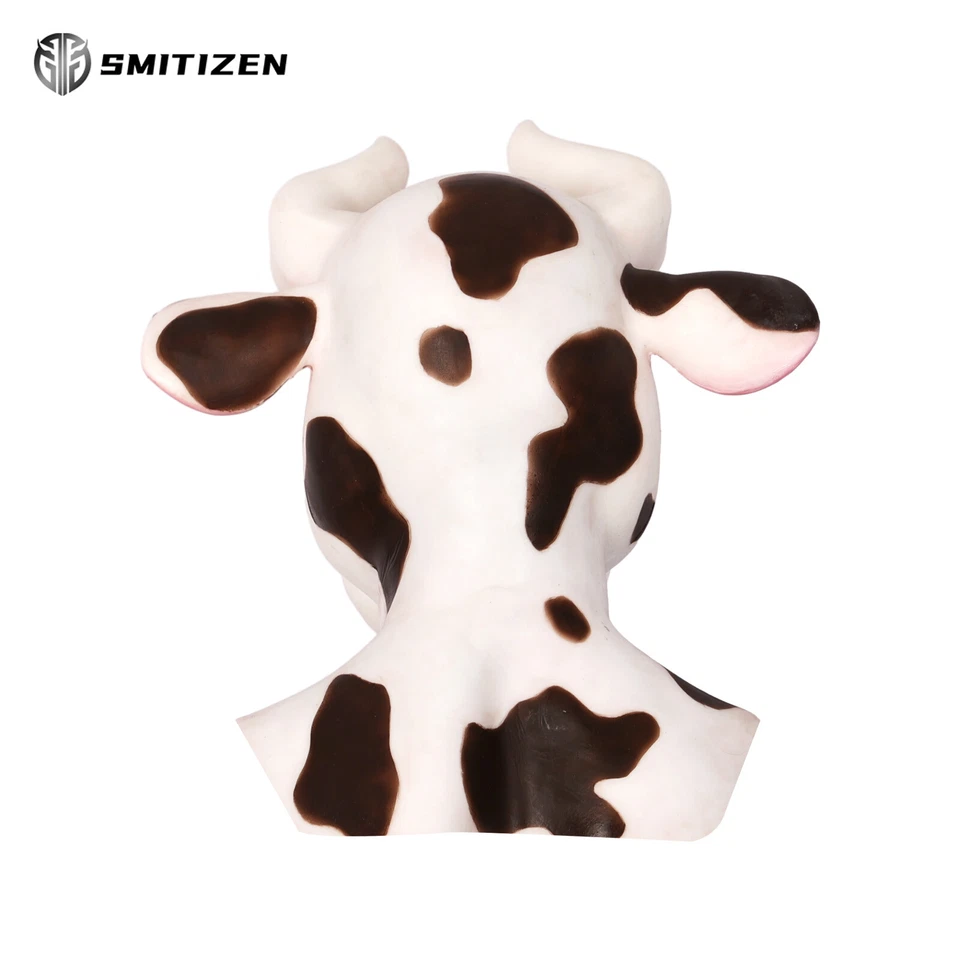 Smitizen Silicone Cartoon Spotted Cow Full Cover Animal Mask Costumes for Party - Image 4 of 4