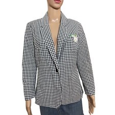 Rafaella Weekend Black White Gingham Lined One Button Blazer Jacket Size M