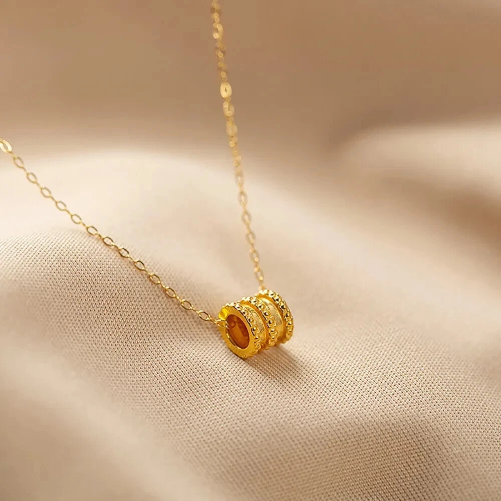 18k/Au750 ペンダント Real Au750 Pure 18K Rose Gold Chain 1mm Lucky O Link
