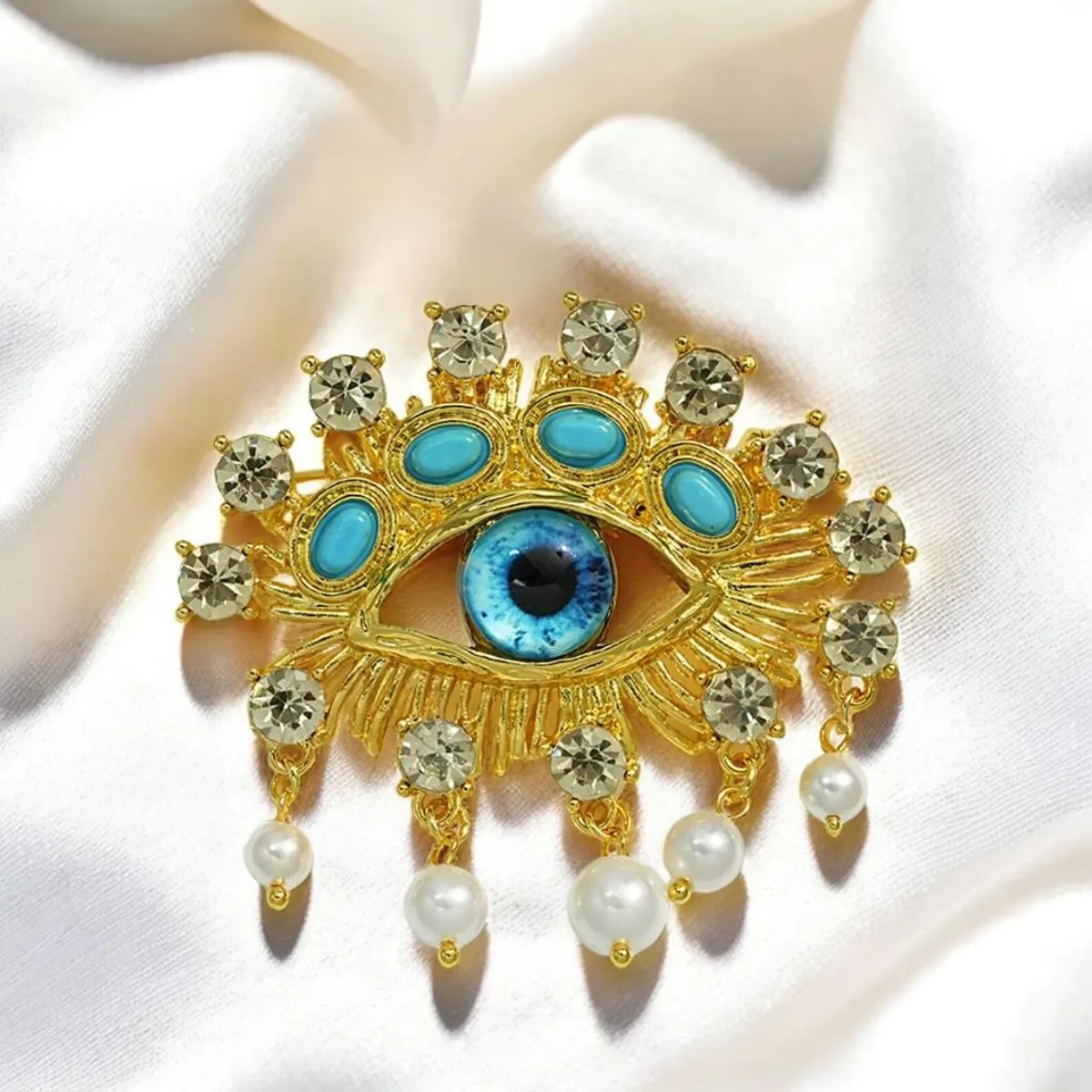 Baroque Pearl Devil's Eye Brooch Design Corsage, personalized eye