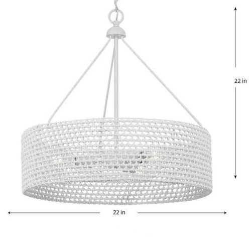 Progress Lighting Sugar Reef 22 in. 3-Light Cottage White Coastal Shaded Pendant - Picture 2 of 8