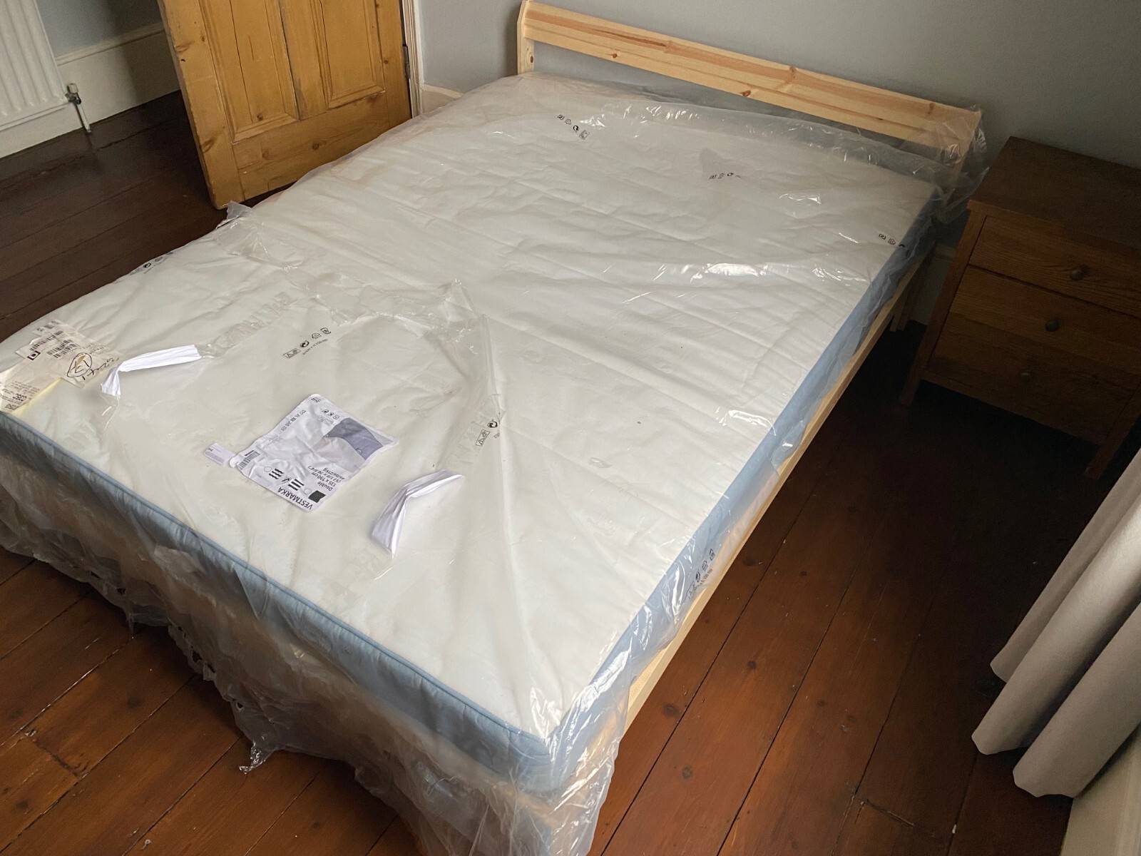 IKEA double bed frame and mattress, assembled but never used eBay