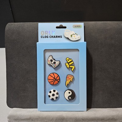 ORLY Clog Charms~ Set of 6~ Gaming, VIP, Basketball, Pizza,Soccer & yin-yang~NIB