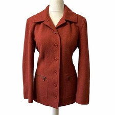 Talbots Alpaca Boiled Wool Burnt Orange Rust Jacket Overcoat Vintage Uk 14-16
