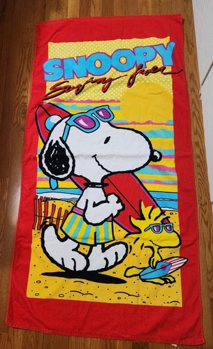 Vintage Snoopy Surfing Fever Retro Beach Towel Franco 80’s - Picture 2 of 10