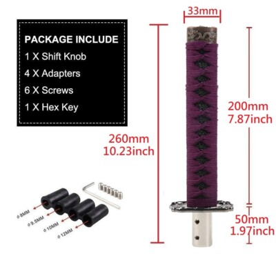 JDM Samurai Sword Purple Shift Knob Shifter Alloy Katana Adapter