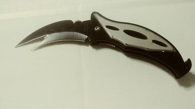 R O C Fighter Plus PK6 - BK Folding Dbl Clip Point Pocket Knife