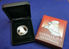 2014 SANTA CLAUS $1 Silver High Relief 1oz Coin w/Box & COA