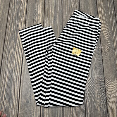 Cat & Jack Girls Leggings Black White Stripe Durable Knee Size M (7/8) NWT