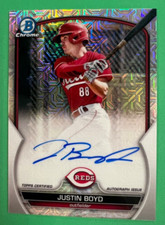 2023 BOWMAN CHROME JUSTIN BOYD REDS ON CARD AUTO MOJO