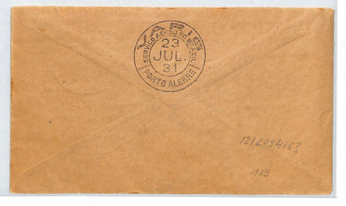 BRAZIL Air Mail Cover *VARIG* 10,000r Pelotas 1931 Porto Alegre {samwells}XT1 - Picture 3 of 11