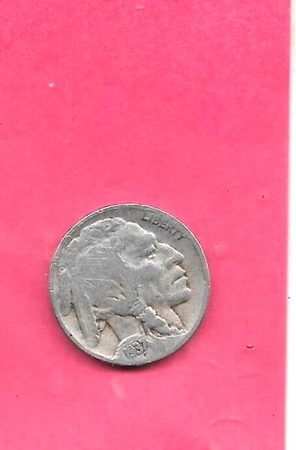 US USA BUFFALO NICKEL 1937 D VF-VERY FINE-NICE OLD USED  ANTIQUE 5 CENT COIN