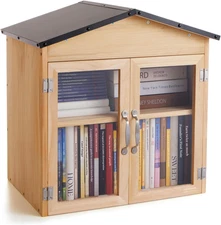 2-Tier Outdoor Little Library Book Exchange Box - Durable Weatherproof Solid Woo