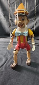 Pinnocchio 1950's Vintage Hand Carved Wooden Marionette