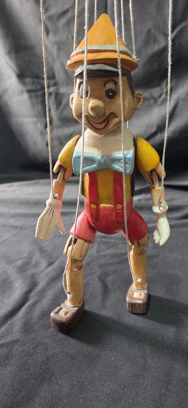 Pinnocchio 1950's Vintage Hand Carved Wooden Marionette