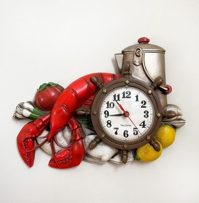 New Haven Burwood Lobster Clambake Kitchen Nautical Wall Clock/ Works! 1974