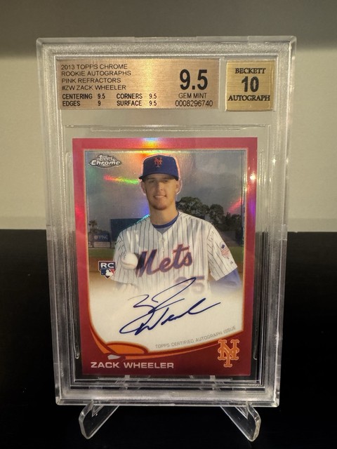 2013 Topps Chrome Zack Wheeler PINK REFRACTOR AUTO Rookie RC 2/5 BGS 9.5 Autogramm 10