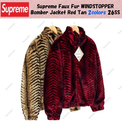 Supreme Faux Fur WINDSTOPPER Bomber Jacket Red Tan 2colors 26SS