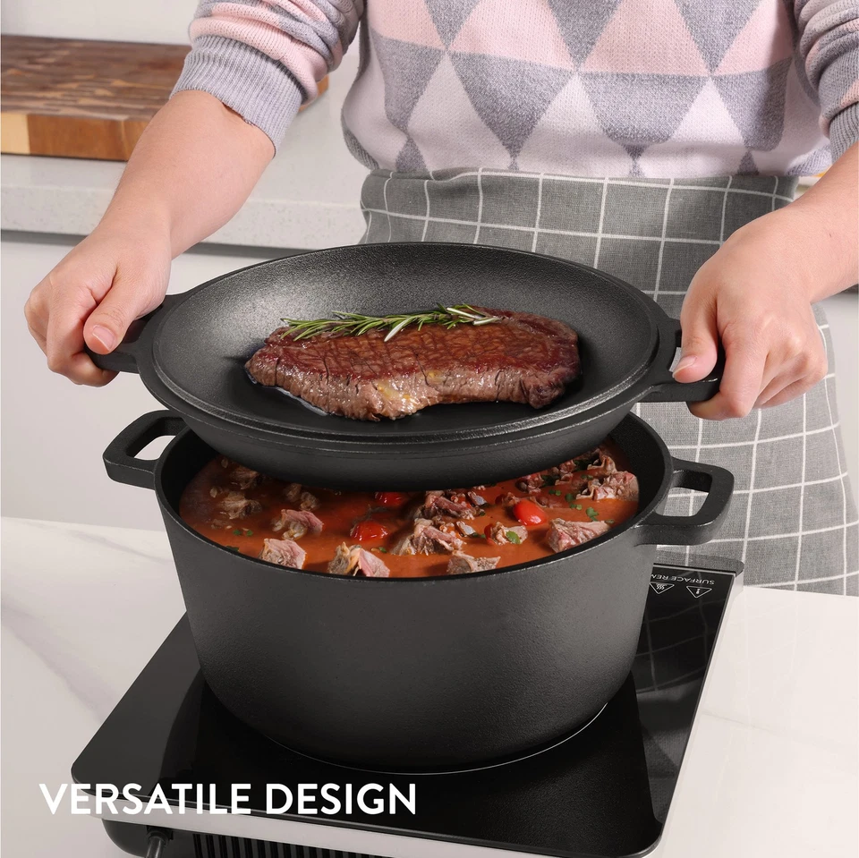 Pentola in Ghisa da Forno con Coperchio - Pentole e Padelle per Cuocere il Pane - Immagine 2 di 4