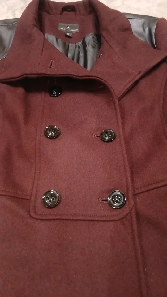 Worthington Womens XL Maroon Pea Coat New With Tags - Image 4 of 4