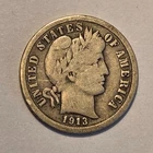 #2 Nicer Low Mintage good++ 1913 P Barber Liberty Dime