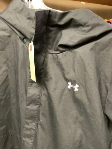 Under Armour UA Storm Rain Jacket Hooded Windbreaker Black Adult Size M Coat image 2
