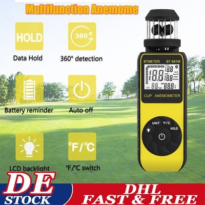 Digital Anemometer Wind Speed Meter Air Velocity Gauge 42m s with Data Hold