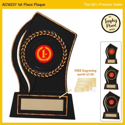 1. Platz Präsentationsplakette Trophäe Auszeichnung / Pokale, KOSTENLOSE Gravur, SCHNELLER VERSAND