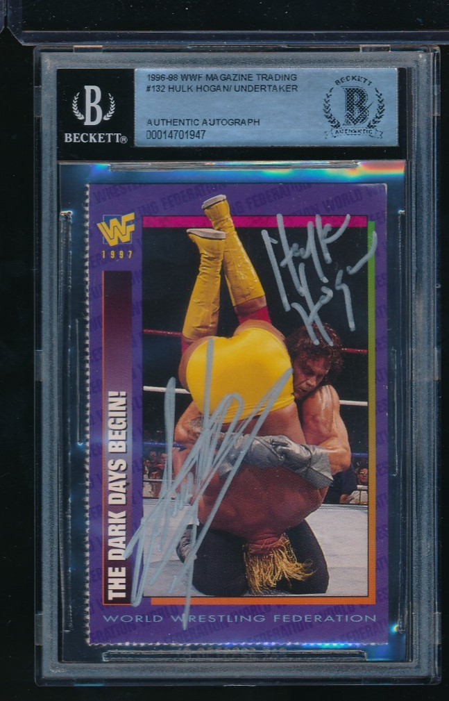 1997 WWF Wrestling Magazine #132 Hulk Hogan Undertaker dual signed auto PSA/DNA
