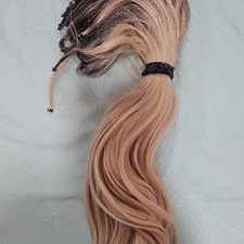 Wavy Clip-In Hair Extension Golden Blond Dark Brown Ombre human hair 18 in, 400g