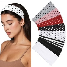 Polka Dot Headbands for Women Non Slip 16 Pack Elastic Sports Hair Bands for ...