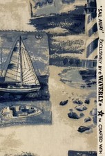 WAVERLY - SAIL AWAY - BLUE NAUTICAL SCENES ON COTTON FABRIC 54 L x 54" W