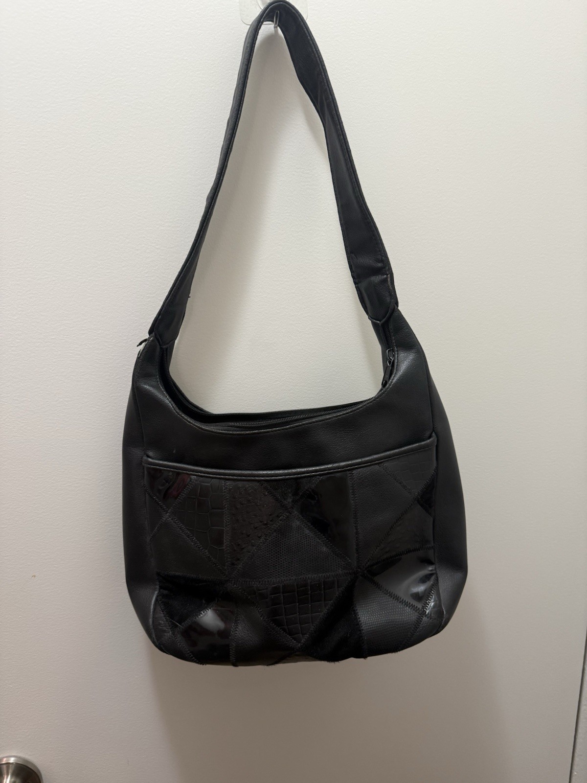 Black Quilted Patchwork Crossbody Back Medium Size - image 1