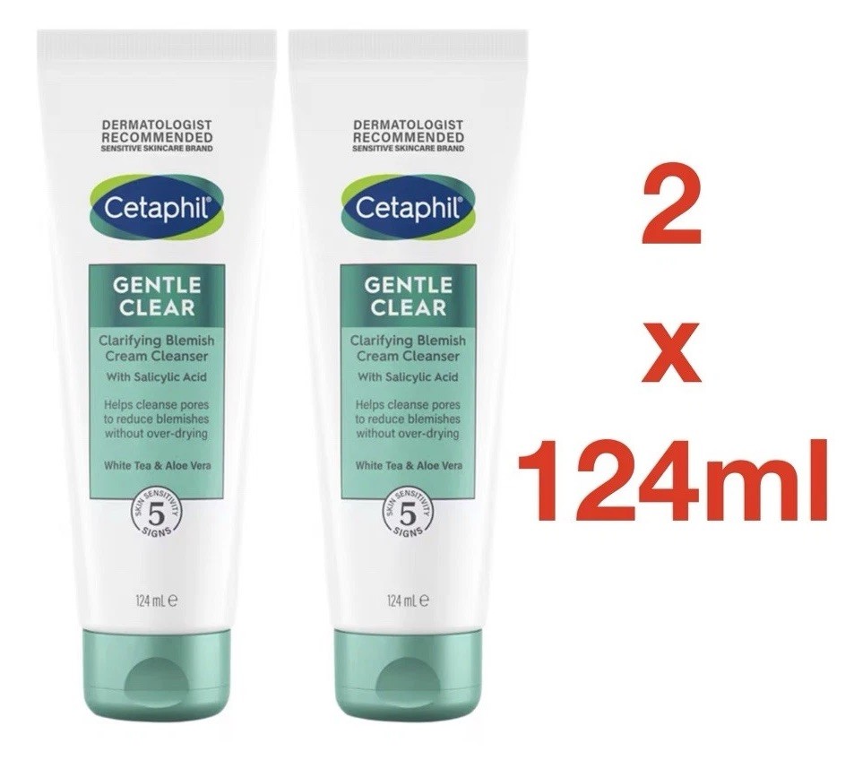 Cetaphil Gentle Clear Clarifying Skin Blemish Cleanser 2 x 124ml Salicylic Acid
