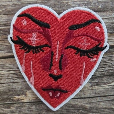 Emo Crying Blood Heart Sad Girl Hipster Grunge Iron on Patch