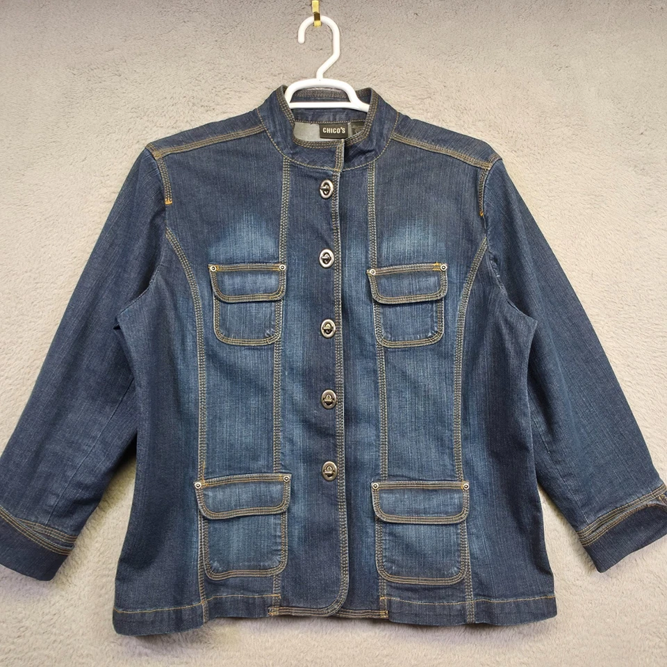 Chaqueta Chicos Mujer 3 XL/16 Azul Botón Palanca Denim Moto Bicicleta Utilitaria Western Foto 2 de 4