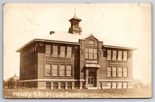 High School Building Henry South Dakota SD 1916 Real Photo RPPC