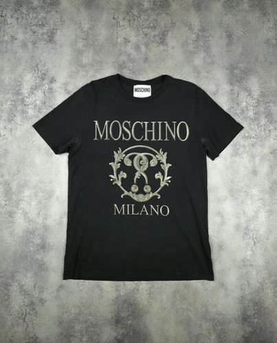 Moschino Couture, Vintage Moschino Couture Milano T-Shirt Men's Luxury Y2K Big Logo Black Size L