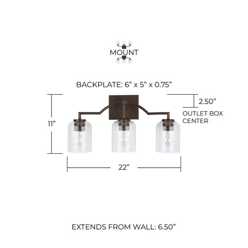 Capital Lighting 139331-500 Carter 3 Light 22"W Bathroom Vanity - Picture 4 of 14