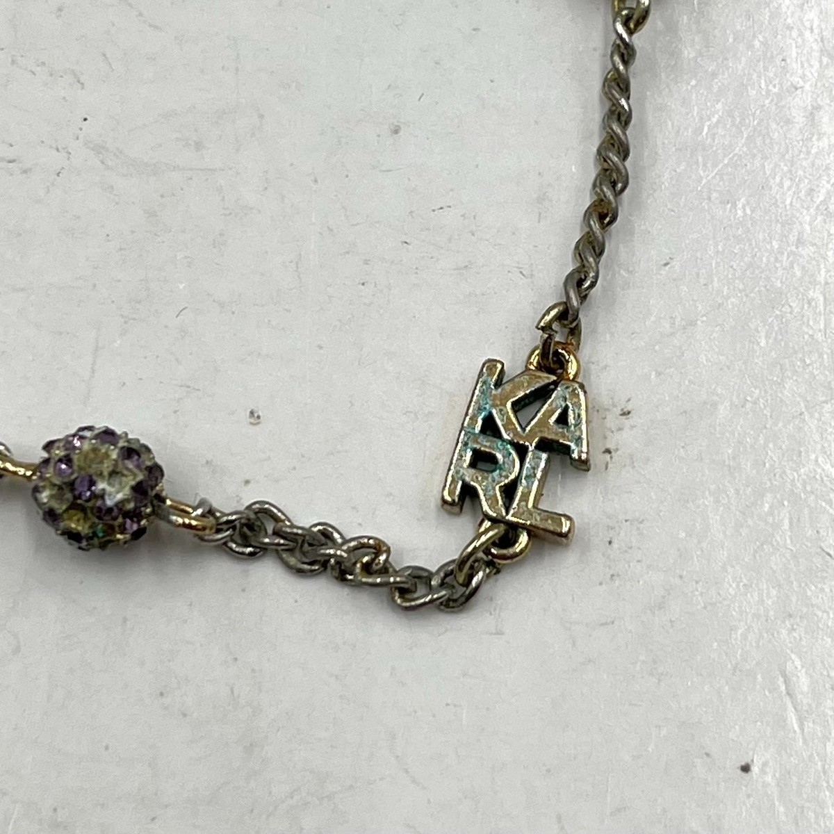 VTG Karl Lagerfeld Multi-Color Crystal Disco Ball Station Necklace